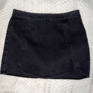 Black denim mini skirt